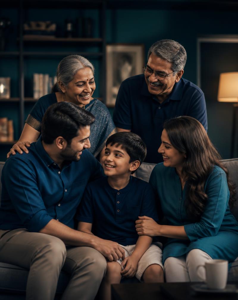 Multi-generational family at home